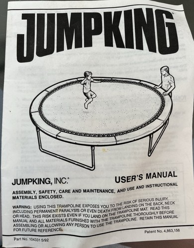 Manual jumpking vtg - vtg, trampoline