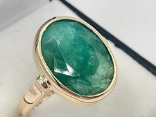 Handmade 10ct Yellow Gold Large Natural Emerald Ring. Goldmine Jewellers.