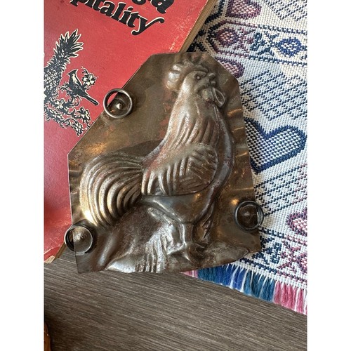 Antique tin rooster - tin, chocolate