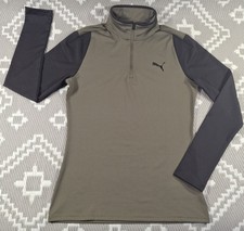 Puma Training Jacket Mens Long Sleeved 1/4 Zip UK Small EU/US Med Green/Black 