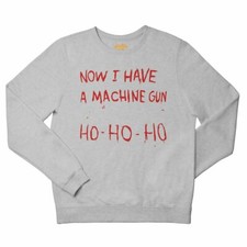 Now I have a Machine Gun, Ho Ho Ho Grey Christmas Jumper Xmas Gift Sweater Top