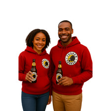 Hoodie Sweatshirt Fleece Tusker Beer Print Pocket Warm Made in Kenya Red