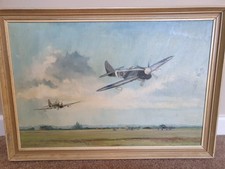 Typhoon Scamble by Malcolm Wally oil on canvas  framed paintings 26 inches by 18