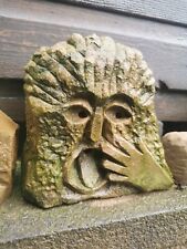 Rare Unique Real Sandstone Face Wall Water Feature Carved By Ex Cathedral Mason 