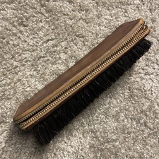 Vintage Zipped Pig Skin Brown Leather Clothes Brush and Grooming Travel Kit