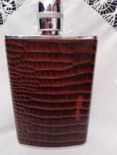 Large 8oz H Samuel Leather Bound Hip Flask