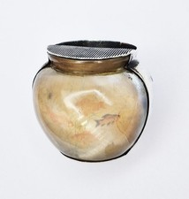 RARE VICTORIAN STERLING SILVER ROCK CRYSTAL FISH BOWL MATCH STRIKER London 1890