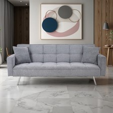  Grey Fabric Futon Sofa Bed