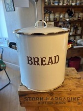 Vintage Large Round Enamel Traditional White Bread Bin – Kitchenalia! –