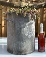 VINTAGE FRENCH GALVANISED DOLLY TUB, WASH TUB, PLANTER, H43.5cm 34cm diam- 1960s