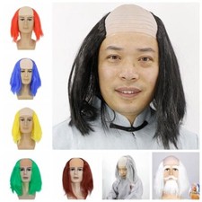 Straight Old Man Bald Wig Props Halloween Balding Wig Masquerade Party Cosplay◈