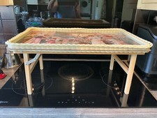 Large over bed Vintage Retro Melamine Serving Tray Wooden And Wicker imperial