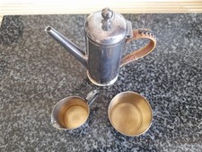 Hamilton and Inches Silver Plated Ratten Handle Espreso Coffee Set  .