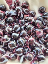 NEW DESIGN - OCTOPUS - 25 Glass Marbles, Clear Purple with White Swirl, 16mm