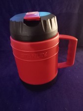 Vintage Stanley Hard Plastic Flask Red And Black