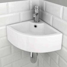 Small Quarter Corner Basin Sink Cloakroom Bathroom Hand Wash Sink Wall Mounted