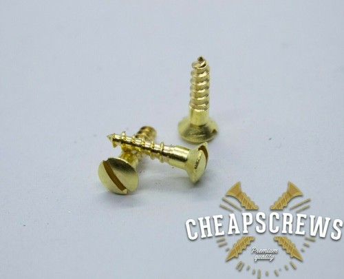 Solid brass screw slotted - brass,