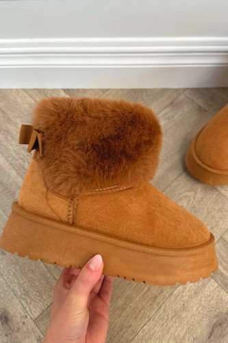 Camel faux fur lined - fur,