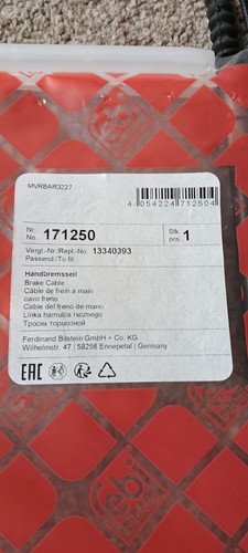 Handbrake cable fits vauxhall - handbrake,