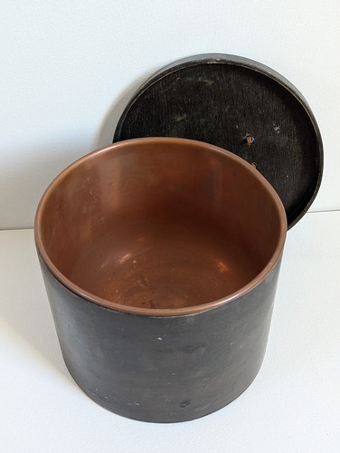 Antique wooden box with copper - wooden,