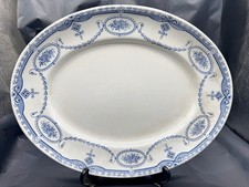 ANTIQUE WILKINSON ROYAL STAFFORDSHIRE SOPHIE BLUE WHITE OVAL MEAT PLATTER PLATE