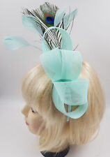 Large Headband  Fascinator peacock mint Weddings Ladies Day Royal Ascot b10