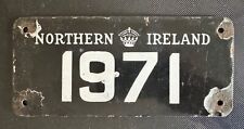Rare Northern Ireland Enamel Hire Car Taxi License Licence Number Plate 1971