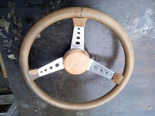 RELIANT SCIMITAR GTE BROWN LEATHER 3 SPOKE   STEERING WHEEL ANGLIA  105E CORTINA