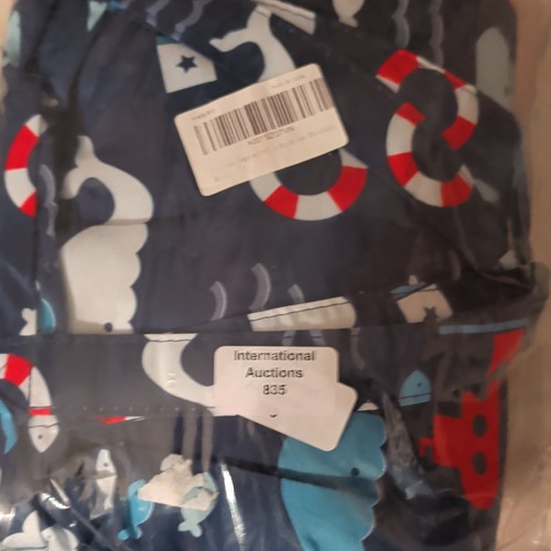 Navy blue nautical cotton - navy,