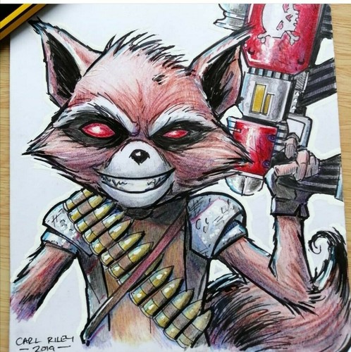 Original comic art rocket - comic,