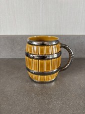 Wade England Barrel Tankard Mug Brown Pottery Silver Trim 12.5 cm