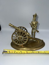 Vintage Stunning Brass Cannon & Soldier Military Figure England Figurine 