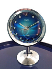 Vintage 70's Japan Rhythm Alarm Clock Blue Dial Cream case NOT WORKING