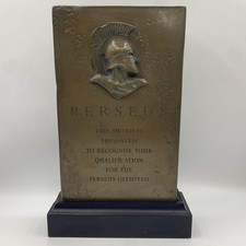 Vintage Perseus Olympiad Bronze Effect Trophy 24.5x16cm Greek Warrior Award
