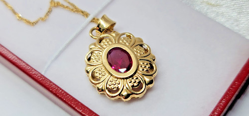 14ct gold pendant chain - gold,