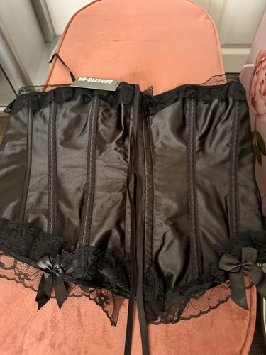 Black lace corset basque - black,