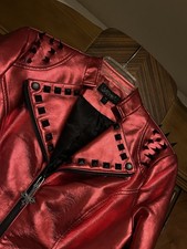 Metallic Red, Widow brand, Vegan Leather , Spiked & Studded jacket Rock/Punk  M