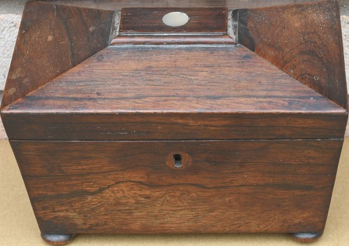 Small old wooden tea - wooden, caddy