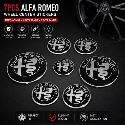 Alfa romeo 7pcs black emblem - alfa,