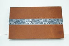 Small Elephant Decorated Brown & Black Fabric covered box with dividers