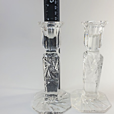 Vintage Violetta pinwheel cut crystal candlesticks