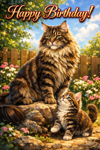 Maine coon cat - coon, birthday