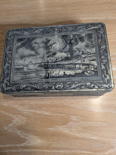 Vintage embossed tin box - tin,