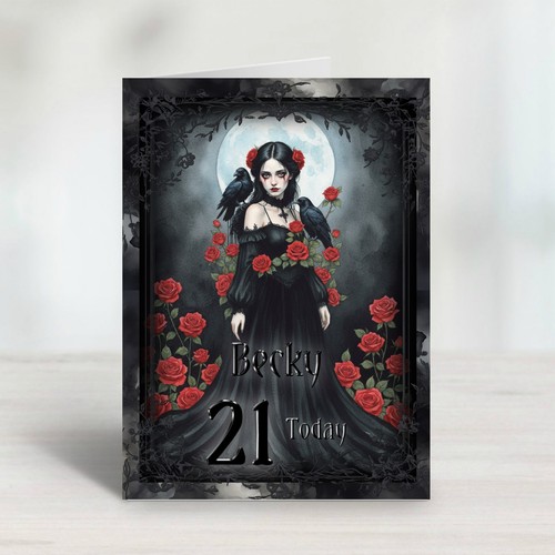 Gothic girl red roses - gothic, &