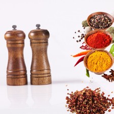 Refillable Oak Wooden Salt Pepper Grinding Mill Spice Herb Manual Grinder 5~11"