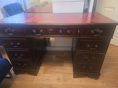 Mahogany desk red topped - mahogany,