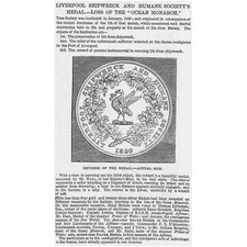 LIVERPOOL Shipwreck & Humane Society Medal - Antique Print 1848