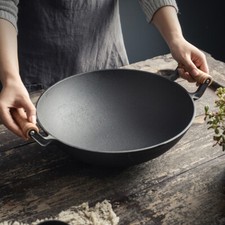 Cast Iron Large Deep Wok Stir
