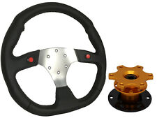 F1 CHROME Steering Wheel + Gold Quick Release boss TG for NISSAN
