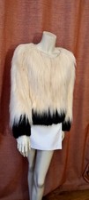 Yeti Faux Fur Jacket Coat Cream Ivory Black 10 12 14 unrealfur winter fauxfur